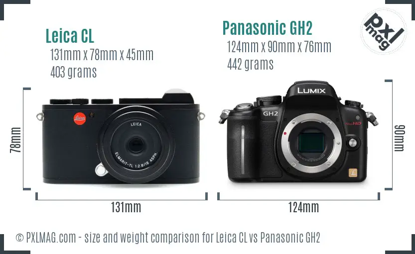 Leica CL vs Panasonic GH2 size comparison