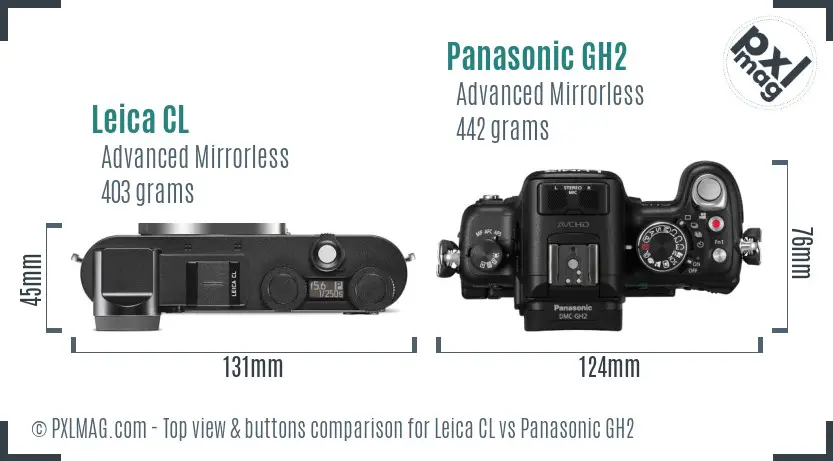 Leica CL vs Panasonic GH2 top view buttons comparison