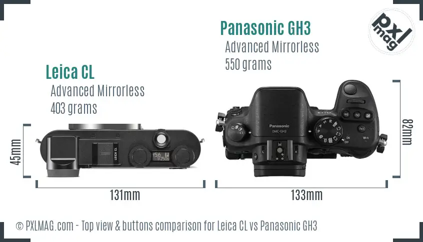 Leica CL vs Panasonic GH3 top view buttons comparison