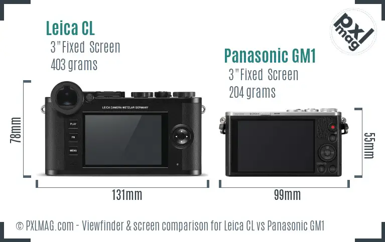 Leica CL vs Panasonic GM1 Screen and Viewfinder comparison