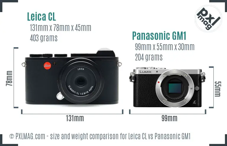 Leica CL vs Panasonic GM1 size comparison