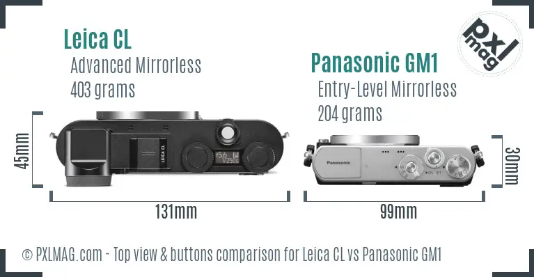 Leica CL vs Panasonic GM1 top view buttons comparison