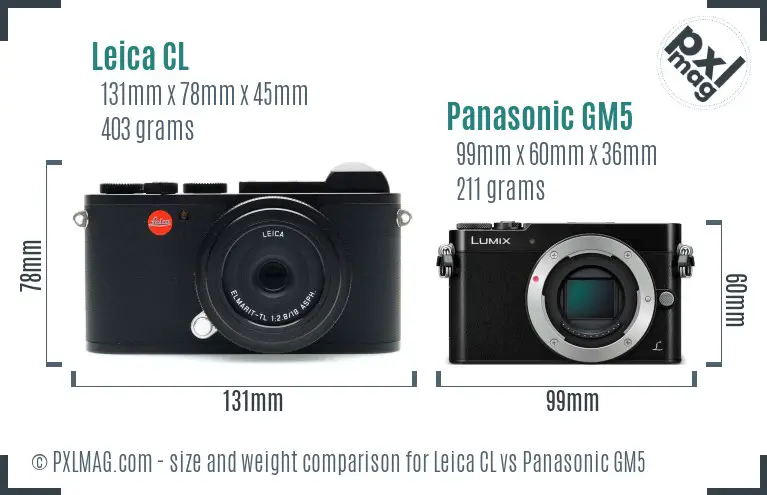 Leica CL vs Panasonic GM5 size comparison