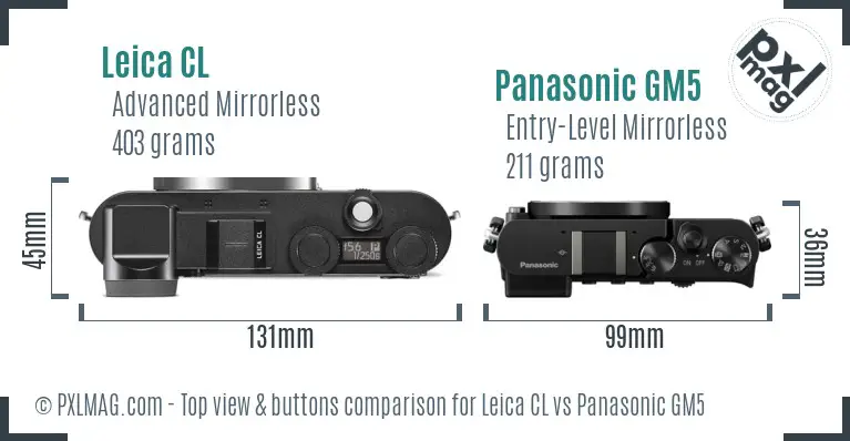 Leica CL vs Panasonic GM5 top view buttons comparison