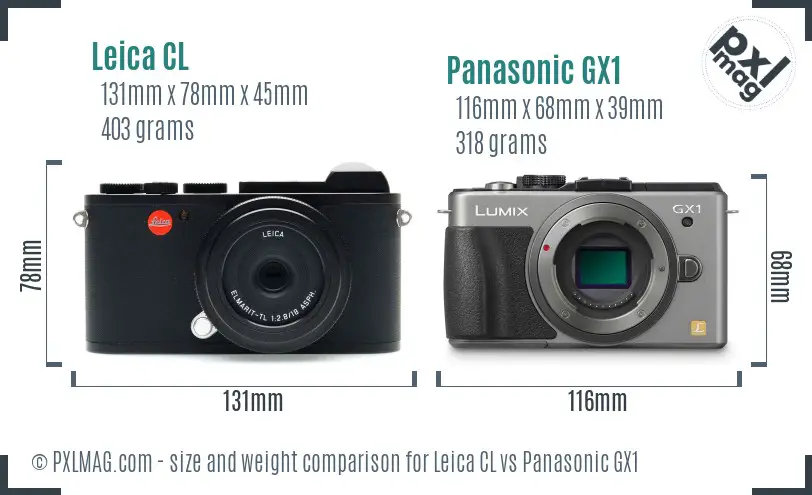 Leica CL vs Panasonic GX1 size comparison