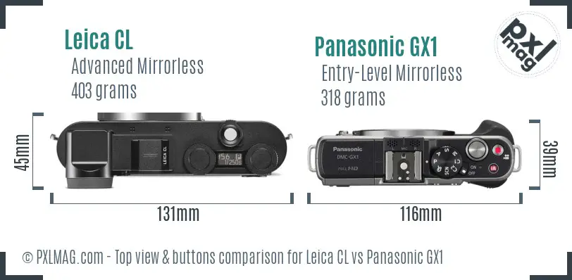 Leica CL vs Panasonic GX1 top view buttons comparison