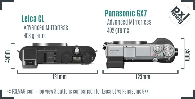 Leica CL vs Panasonic GX7 top view buttons comparison