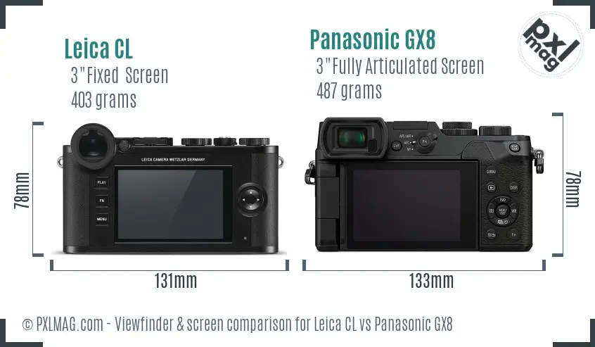 Leica CL vs Panasonic GX8 Screen and Viewfinder comparison Leica CL vs Panasonic GX8 Screen and Viewfinder comparison