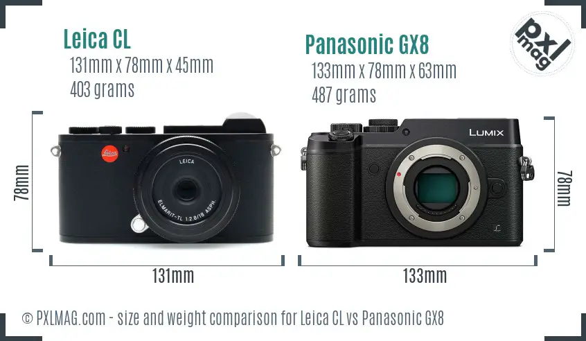 Leica CL vs Panasonic GX8 size comparison Leica CL vs Panasonic GX8 size comparison