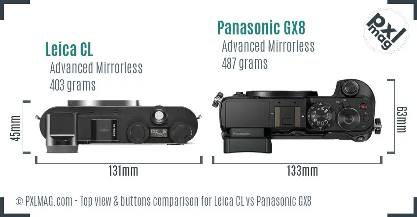 Leica CL vs Panasonic GX8 top view buttons comparison Leica CL vs Panasonic GX8 top view buttons comparison