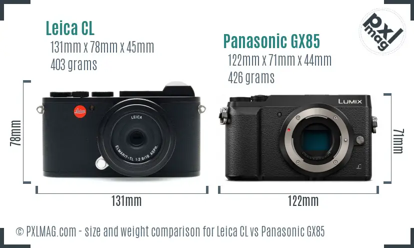 Leica CL vs Panasonic GX85 size comparison