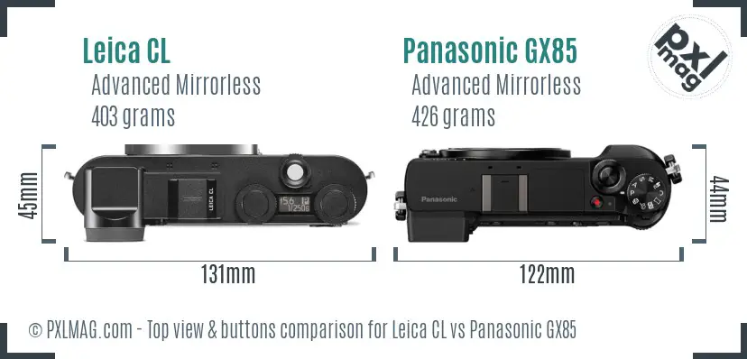 Leica CL vs Panasonic GX85 top view buttons comparison