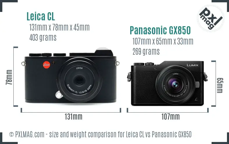 Leica CL vs Panasonic GX850 size comparison