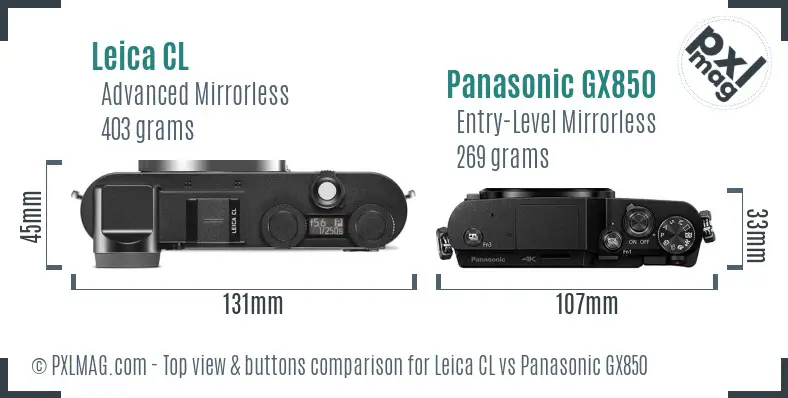 Leica CL vs Panasonic GX850 top view buttons comparison