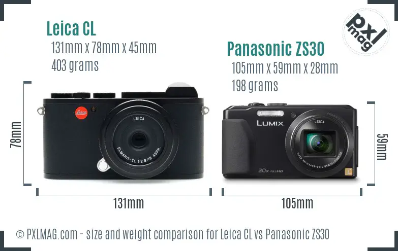 Leica CL vs Panasonic ZS30 size comparison