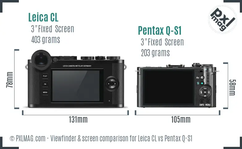 Leica CL vs Pentax Q-S1 Screen and Viewfinder comparison