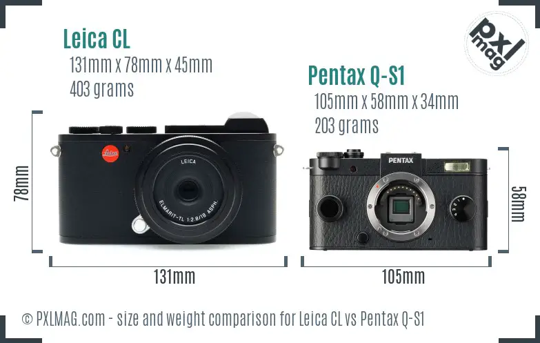 Leica CL vs Pentax Q-S1 size comparison