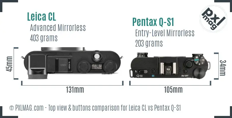 Leica CL vs Pentax Q-S1 top view buttons comparison