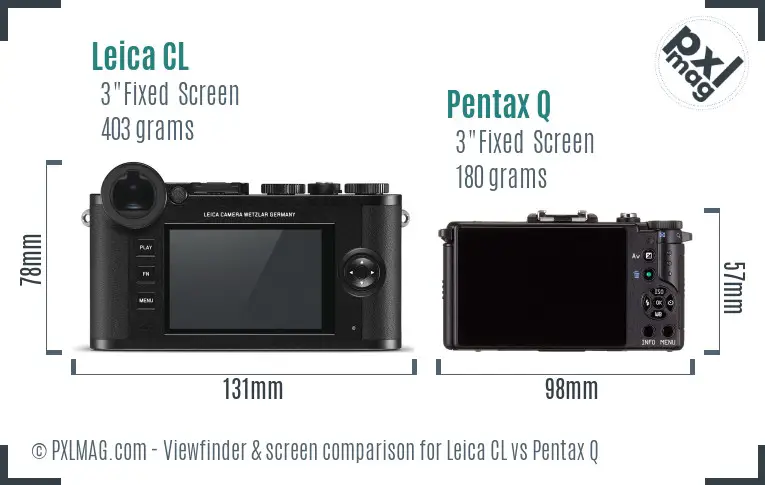 Leica CL vs Pentax Q Screen and Viewfinder comparison