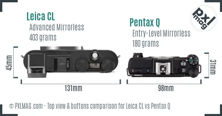 Leica CL vs Pentax Q top view buttons comparison