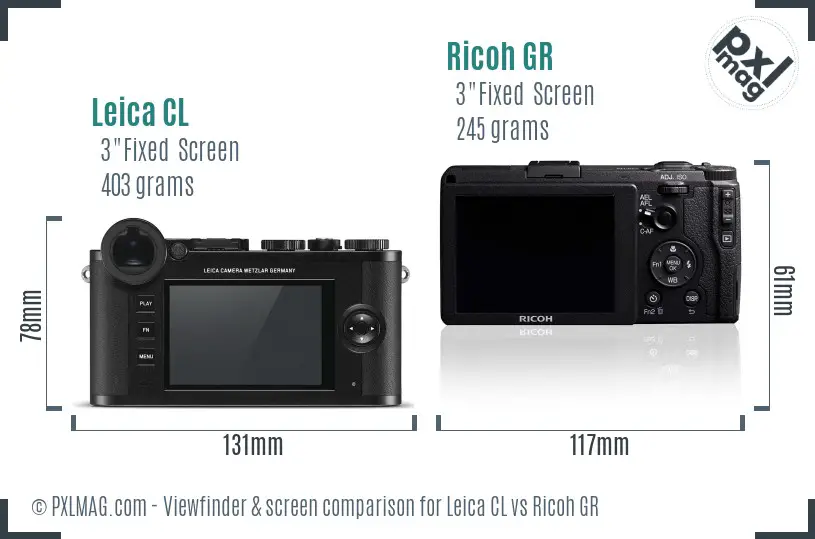 Leica CL vs Ricoh GR Screen and Viewfinder comparison Leica CL vs Ricoh GR Screen and Viewfinder comparison