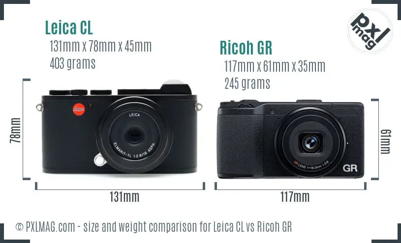 Leica CL vs Ricoh GR size comparison Leica CL vs Ricoh GR size comparison