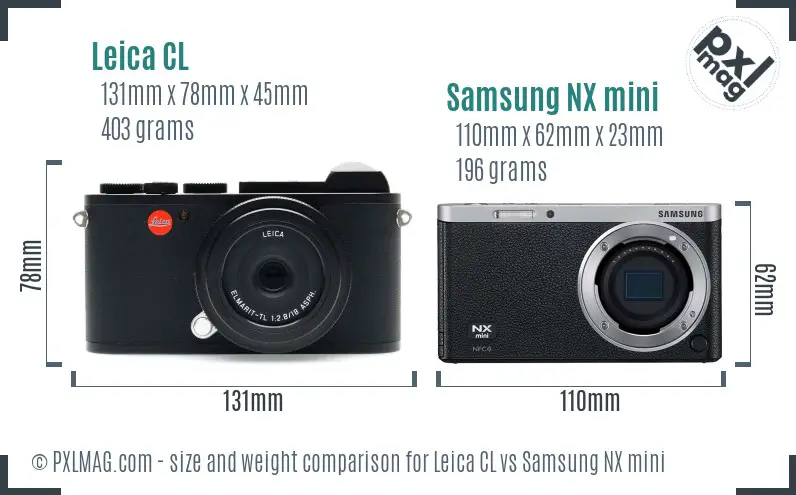 Leica CL vs Samsung NX mini size comparison