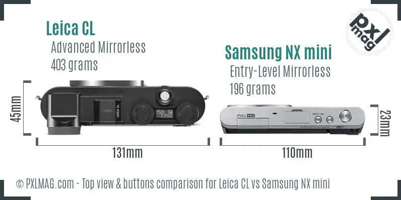 Leica CL vs Samsung NX mini top view buttons comparison