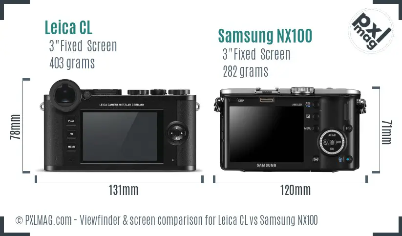 Leica CL vs Samsung NX100 Screen and Viewfinder comparison