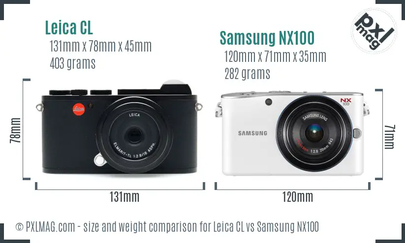 Leica CL vs Samsung NX100 size comparison