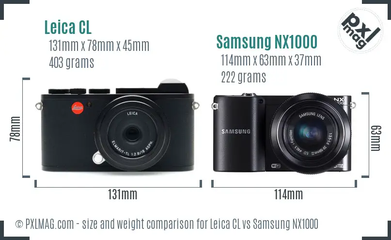 Leica CL vs Samsung NX1000 size comparison