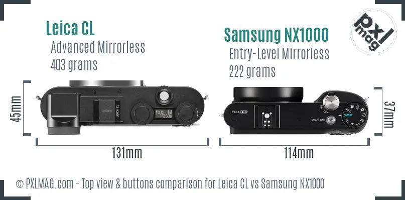 Leica CL vs Samsung NX1000 top view buttons comparison