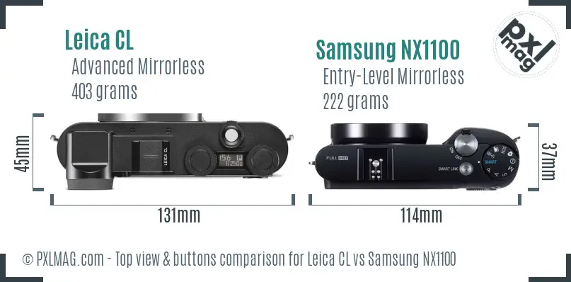 Leica CL vs Samsung NX1100 top view buttons comparison