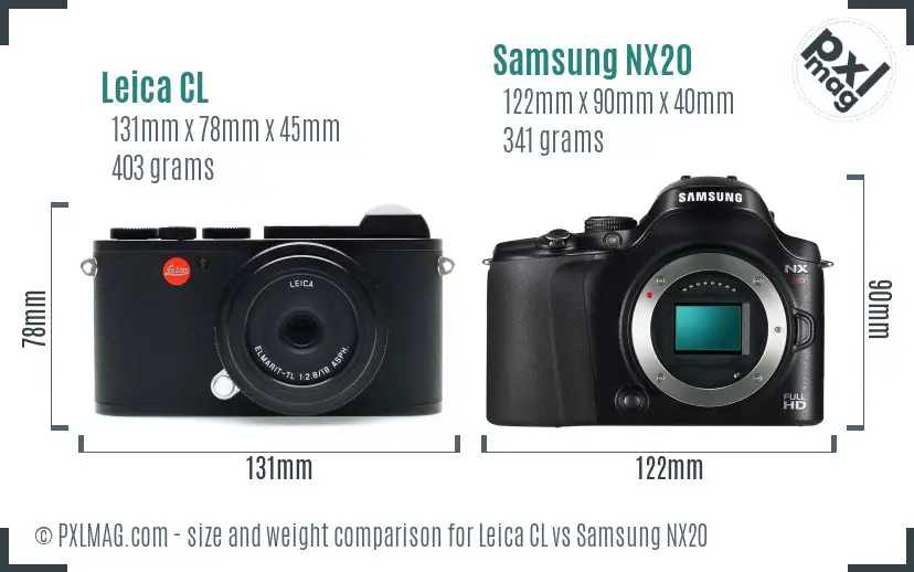 Leica CL vs Samsung NX20 size comparison