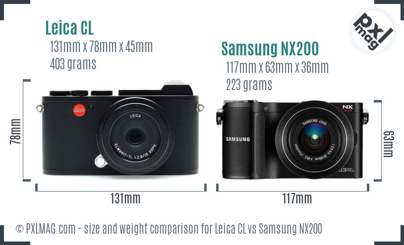 Leica CL vs Samsung NX200 size comparison Leica CL vs Samsung NX200 size comparison
