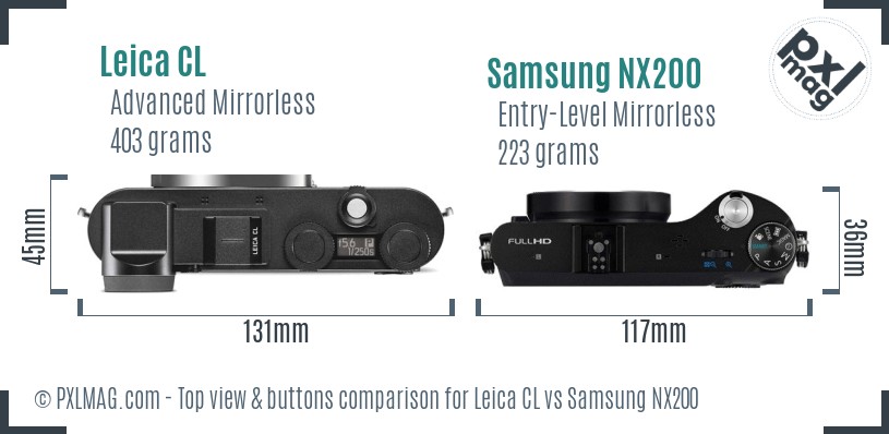 Leica CL vs Samsung NX200 top view buttons comparison