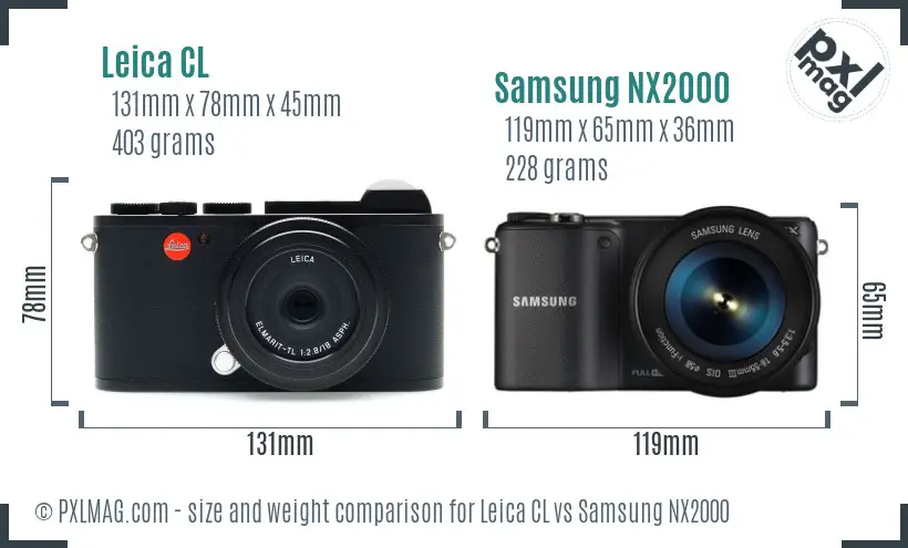 Leica CL vs Samsung NX2000 size comparison