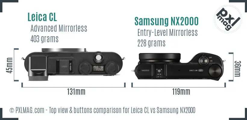 Leica CL vs Samsung NX2000 top view buttons comparison