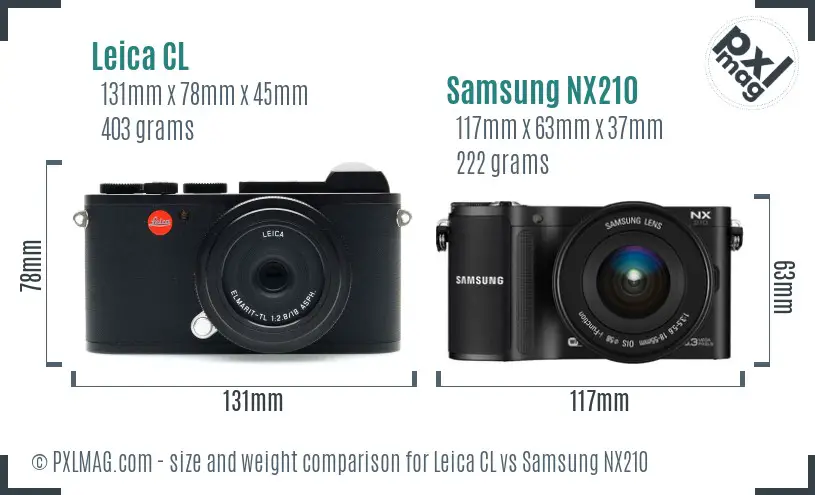 Leica CL vs Samsung NX210 size comparison