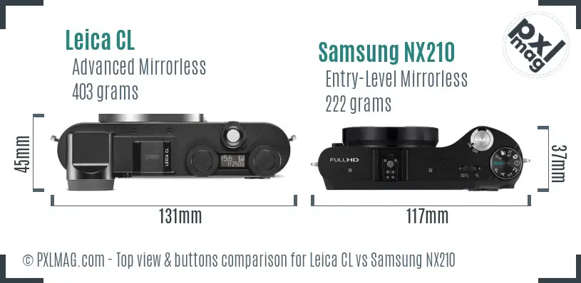 Leica CL vs Samsung NX210 top view buttons comparison