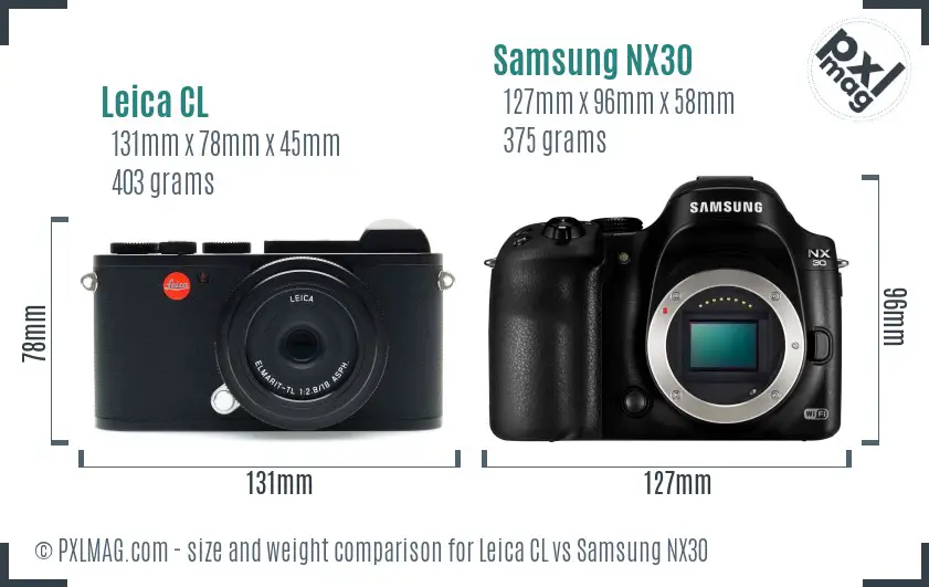 Leica CL vs Samsung NX30 size comparison