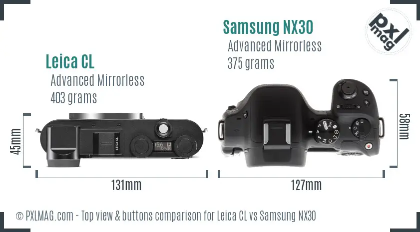 Leica CL vs Samsung NX30 top view buttons comparison