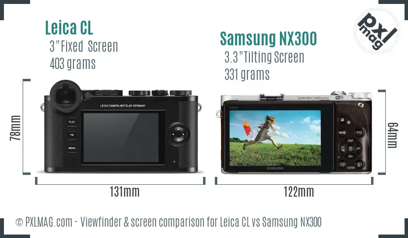 Leica CL vs Samsung NX300 Screen and Viewfinder comparison