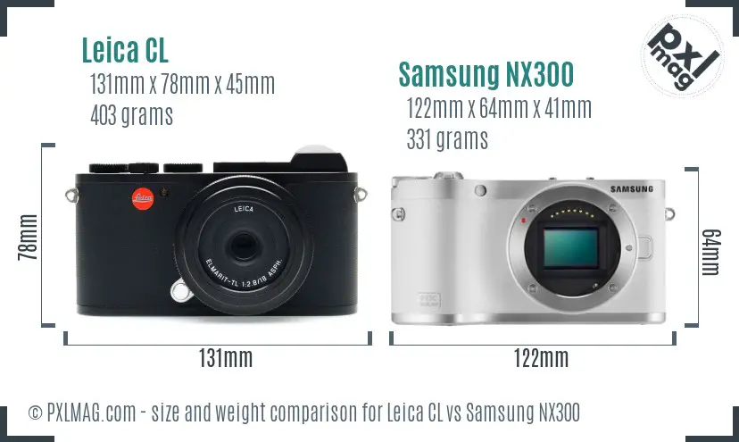 Leica CL vs Samsung NX300 size comparison