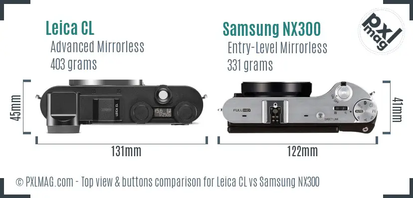 Leica CL vs Samsung NX300 top view buttons comparison