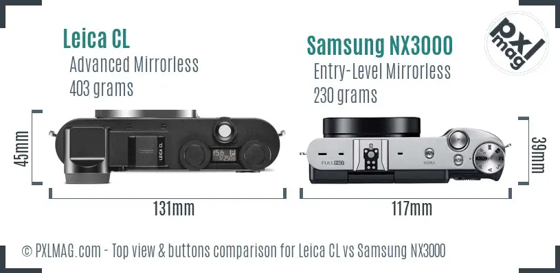 Leica CL vs Samsung NX3000 top view buttons comparison