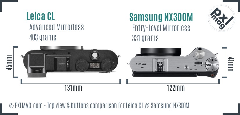 Leica CL vs Samsung NX300M top view buttons comparison