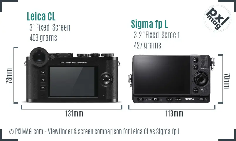 Leica CL vs Sigma fp L Screen and Viewfinder comparison