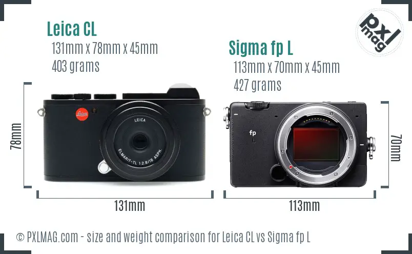 Leica CL vs Sigma fp L size comparison