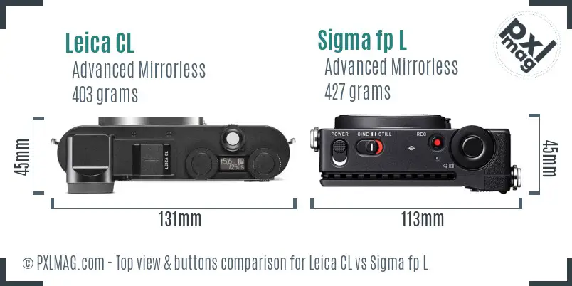 Leica CL vs Sigma fp L top view buttons comparison